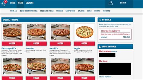 domino's pizza order online.